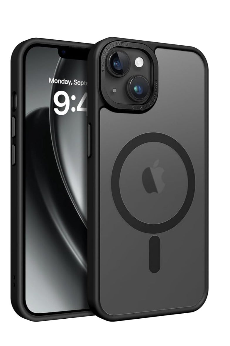 جراب مغناطيسي لهاتف ايفون 13/ايفون 14 [متوافق مع ماج سيف] مقاوم للصدمات ومقاوم للسقوط بدرجة عسكرية، جراب خلفي غير لامع مضاد للخدش لهاتف ايفون 13/ايفون 14 مقاس 6.1 بوصة، أسود