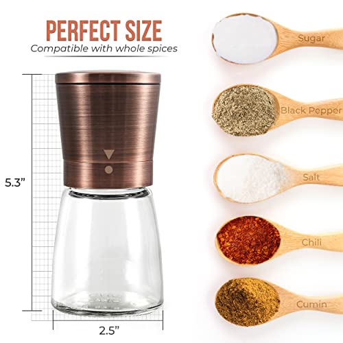 Kitchen & Go Copper Pepper Grinder or Pepper Mill, Manual Salt Grinder Refillable with Adjustable Coarseness, Black Pepper Grinder Made of Stainless Steel, Himalayan Salt and Sea Salt Grinder - Image 4