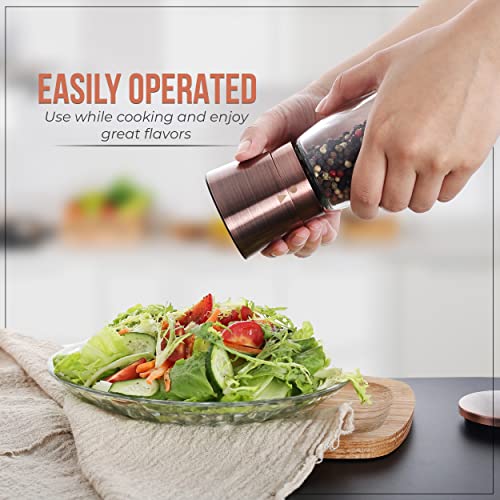 Kitchen & Go Copper Pepper Grinder or Pepper Mill, Manual Salt Grinder Refillable with Adjustable Coarseness, Black Pepper Grinder Made of Stainless Steel, Himalayan Salt and Sea Salt Grinder - Image 3