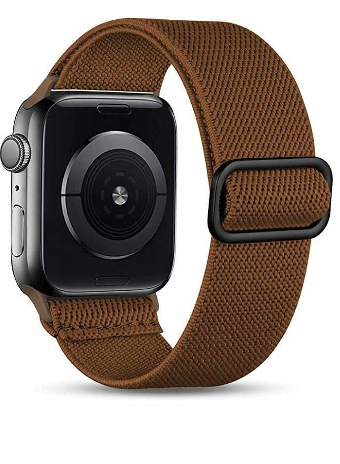 SYOSI Watch Band, Replaceable Sport Bands Compatible for Apple Watch for Women Men, Elastic Adjustable Soft Breathable Braided Nylon Stretchy Bands for Apple Watch Series, Brown, 42 / 44 mm - Image 1
