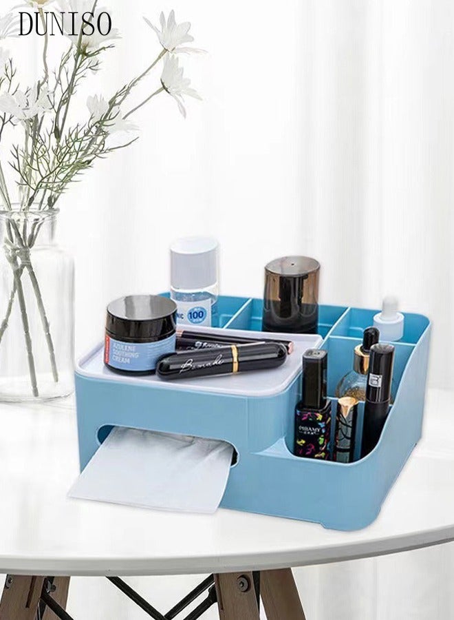DUNISO Multifunctional Tissue Box Holder，Napkins Dispenser Container，Multiple Compartments，Sturdy And Durable，For Living Room，Storage Table Bedroom，Dressing Storage Table，Home，Office  - Image 1