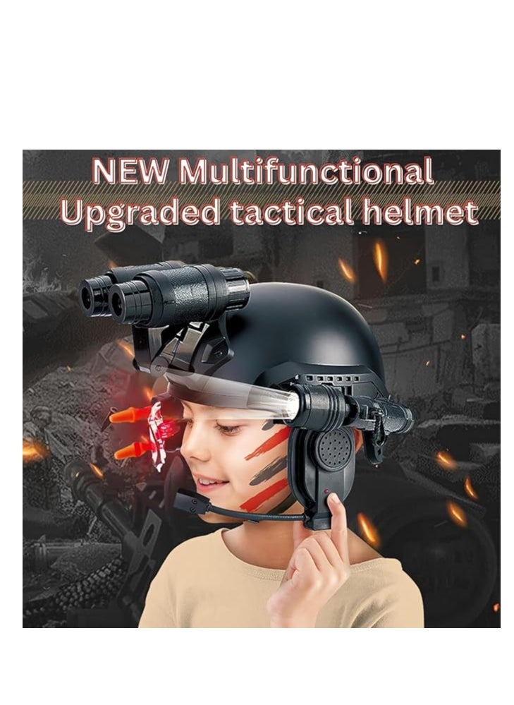 Soldier SWAT Helmet For Kids, Army SWAT Helmet Commander Set Toy, Removable Accessories Includes Torch, megaphone led scope, 4X Binoculars, dart toy Gun, cool costume fancy dress