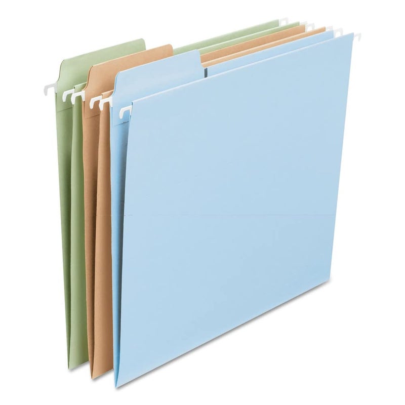 Smead FasTab Hanging File Folder, 1/3-Cut Built-in Tab, Letter Size, Assorted Pastel Colors, 18 Count (64054) - Image 1