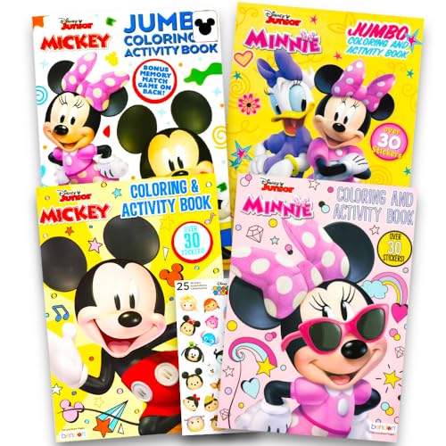 MICKEY MOUSE Disney Mickey Mouse Coloring Book Super Set with Stickers 4 Mickey Mouse Activity Books for Kids Toddlers - Image 1