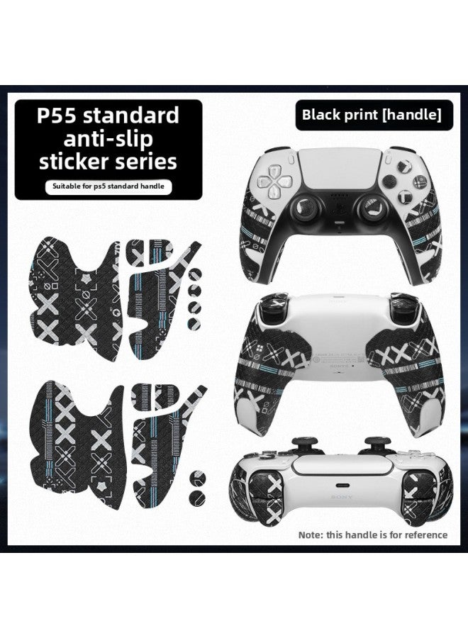 Suitable For Sony Ps5 Handle Anti-slip Sticker Standard Version Protective Cover Game Handle Sticker Grip Protective Cover Key Sticker-Color:[handle Version] Ps5 Standard Version Black Printing - Image 1