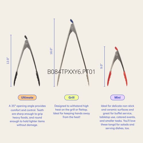 Get It Right GIR: Get It Right Premium Stainless Steel Locking Tongs - Non-Stick Heat Resistant Silicone and Nylon Tip Food Tongs Perfect For Cooking and Grilling - Ultimate - 13 IN, Black - Image 3