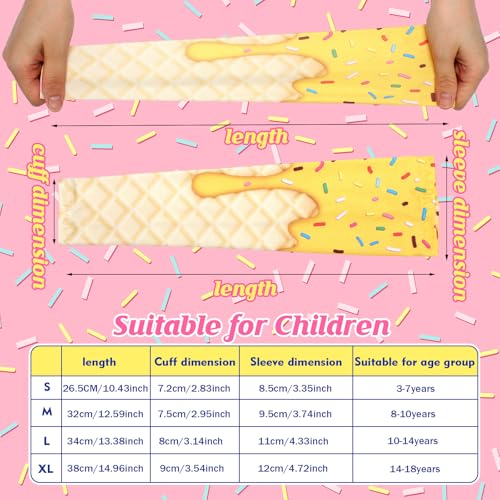 JaGely 16 Pairs Ice Cream Arm Sleeves for Kids UV Sun Protection Football Basketball Baseball Compression Long Sleeves Youth(Pastel Ice Cream,4-8 Years) - Image 3