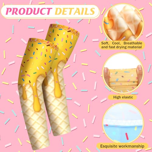 JaGely 16 Pairs Ice Cream Arm Sleeves for Kids UV Sun Protection Football Basketball Baseball Compression Long Sleeves Youth(Pastel Ice Cream,4-8 Years) - Image 4