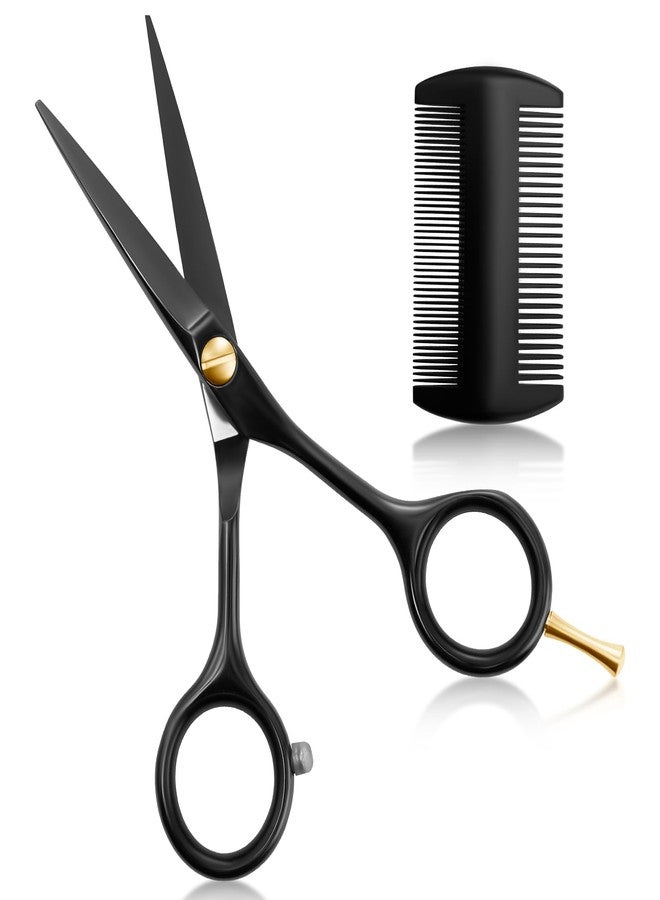 Cut it Mustache Scissors Set with Comb – 5.5” Titanium-Coated Stainless Steel Beard Scissors, Precision Beard Trimming Kits for Men with Wooden Comb, Sharp & Durable Grooming Tool - Image 1