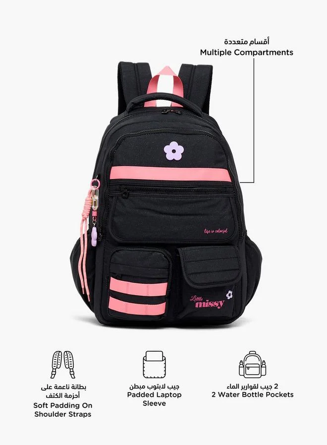 ليتل ميسي Floral Applique School Backpack For Girls 13+ Years With Padded Laptop Sleeve