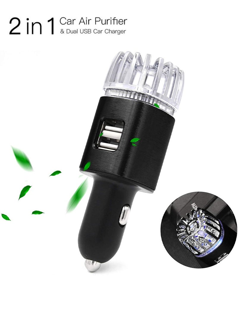 SUPER WINNER - 2 in 1 Car Air Purifier and Dual USB Car Charger Odor Remover Purifier Super Fast Mobile and Tab Charger - Image 1