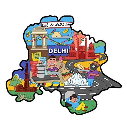 Skywalk India Souvenir Wooden MDF Delhi Fridge Magnet (Multicolour) M-502 - Image 1
