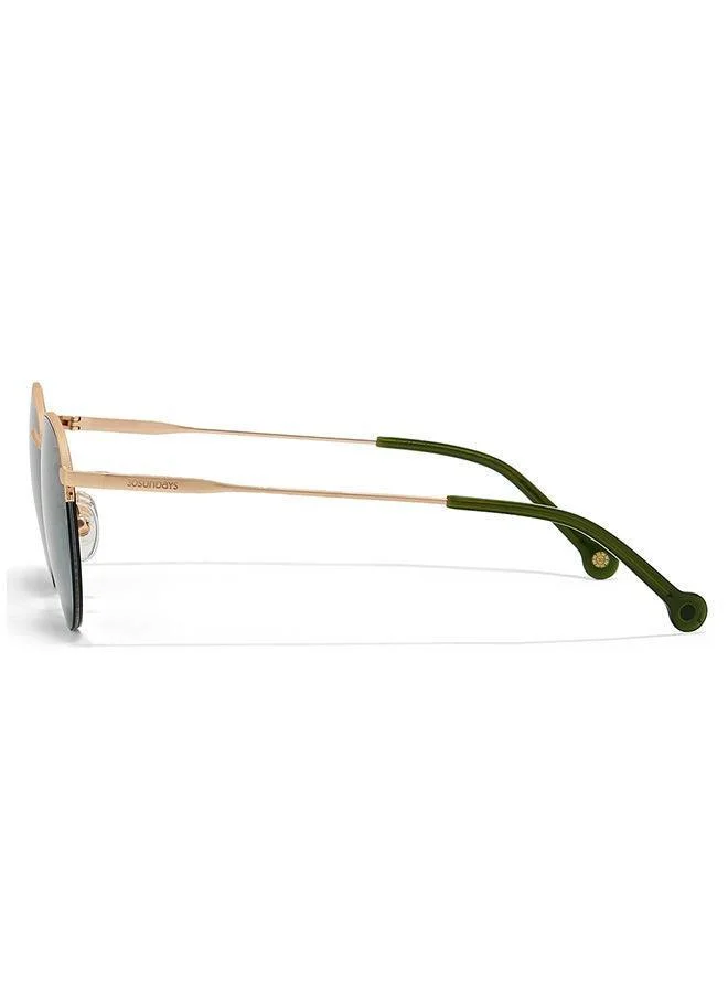 30Sundays 30Sundays RETRO,Unisex Sunglasses, Round Sunglasses, UV Protection: UV400 (Gold,Green)