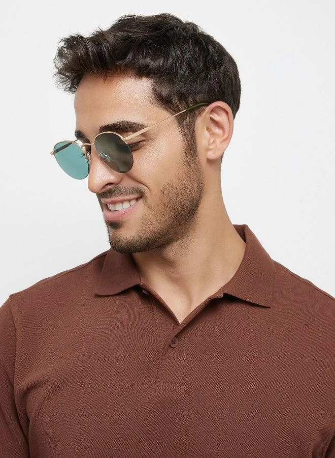 30Sundays 30Sundays RETRO,Unisex Sunglasses, Round Sunglasses, UV Protection: UV400 (Gold,Green)