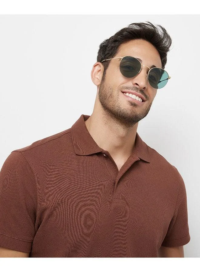 30Sundays 30Sundays RETRO,Unisex Sunglasses, Round Sunglasses, UV Protection: UV400 (Gold,Green)