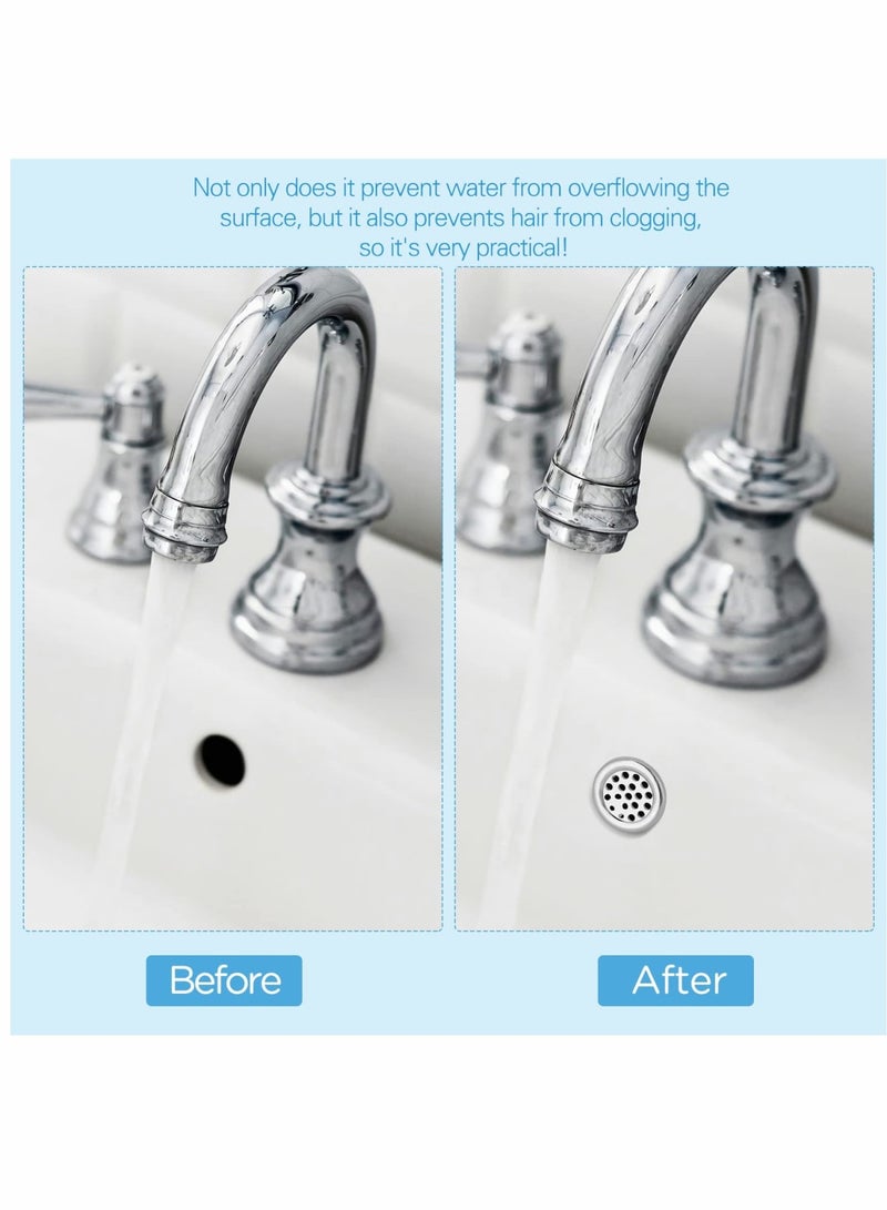 Zikra Sink Overflow Ring, Suntown Kitchen Bathroom Sink Hole Round Overflow Cover Basin Trim Overflow Drain Cap Cover Insert in Hole Spares, 30mm Silver (4 Pieces Mesh-Type) - Image 4