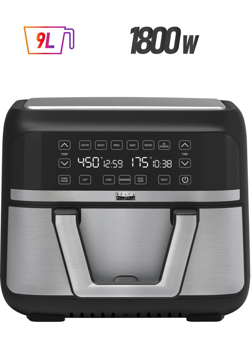 Bella Bella Pro Series 9-qt. 1800 Watts, 120 Volts Digital Air Fryer with Dual Flex Basket Stainless Steel - Image 1