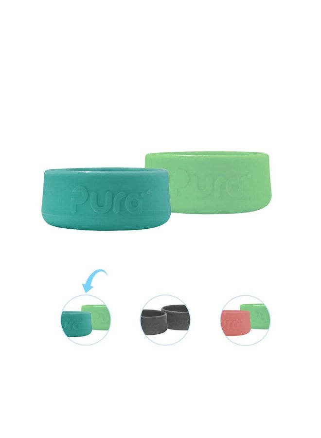 Pura Pura Kiki Silicone Bottle Bumper - Plastic-Free, Medical-Grade, Dishwasher Safe, Protective, Leakproof Cover & Anti-Slip Bottom Cover - Compatible w/Pura Stainless Bottles 5oz 9oz & 11oz (Moss & Mint) - Image 2