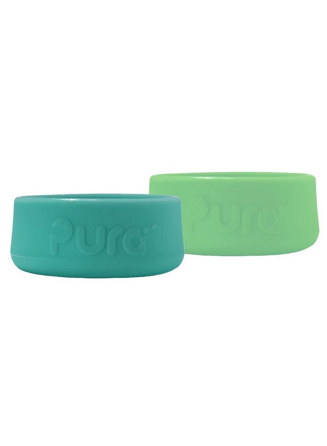 Pura Pura Kiki Silicone Bottle Bumper - Plastic-Free, Medical-Grade, Dishwasher Safe, Protective, Leakproof Cover & Anti-Slip Bottom Cover - Compatible w/Pura Stainless Bottles 5oz 9oz & 11oz (Moss & Mint) - Image 1