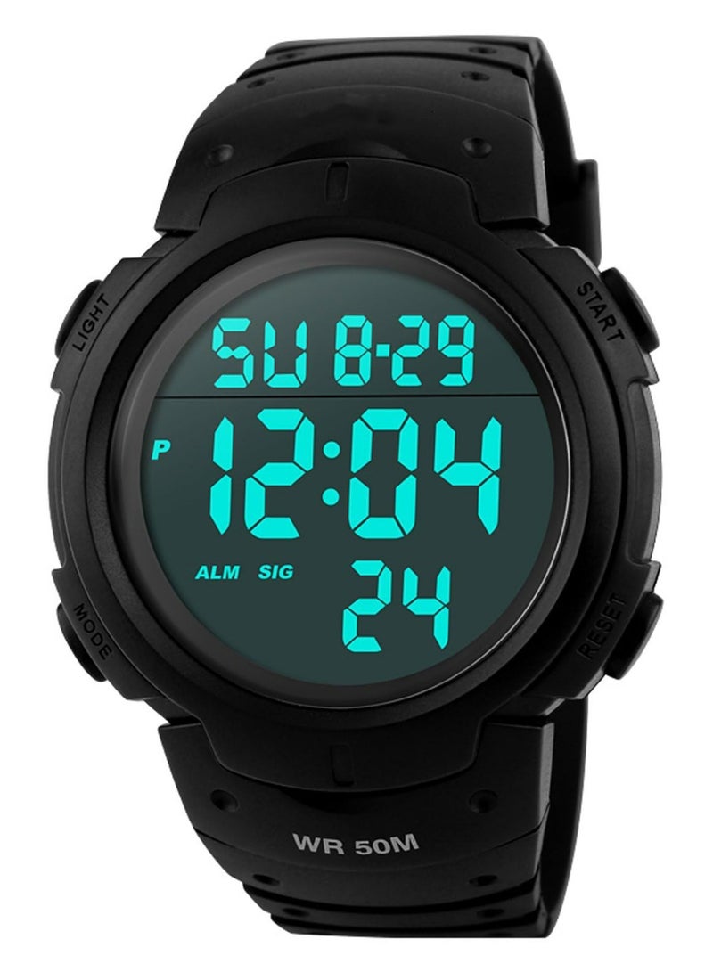 Men's Digital Sports Watch, 50M Waterproof, LED Backlight, Stopwatch & Alarm, Ultra-Light Silicone Band Wristwatch for Outdoor Activities - Image 1