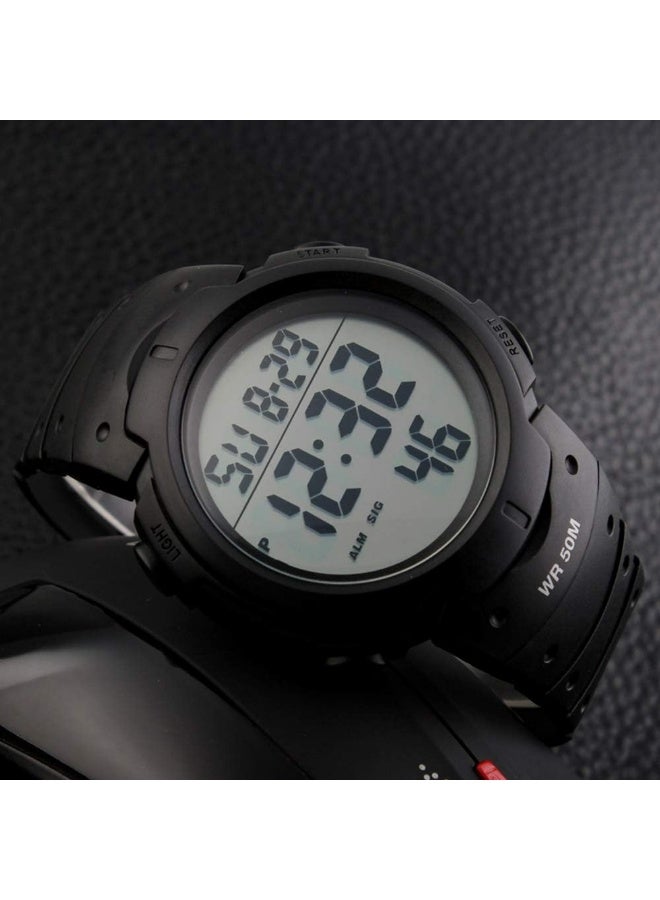 Men's Digital Sports Watch, 50M Waterproof, LED Backlight, Stopwatch & Alarm, Ultra-Light Silicone Band Wristwatch for Outdoor Activities - Image 4