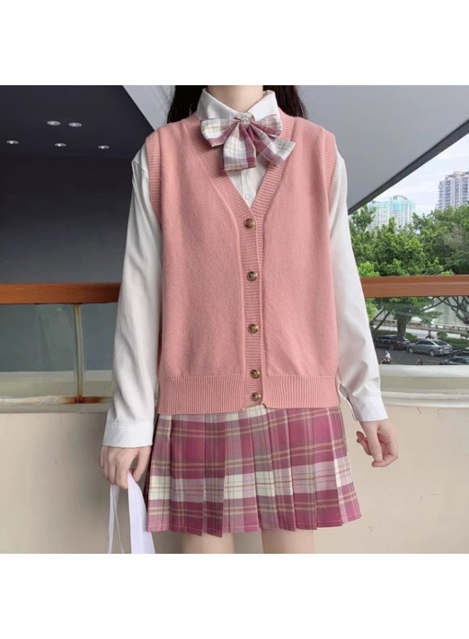 NIBEMINENT Sweater Vest Spring Autumn Warm Fashin Korean Soft Loose Knit Vest V-neck Knitwear Pullovers Short Style Sweater Vest - Image 1