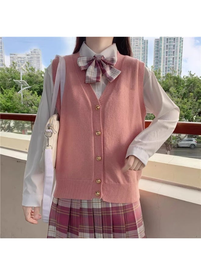 NIBEMINENT Sweater Vest Spring Autumn Warm Fashin Korean Soft Loose Knit Vest V-neck Knitwear Pullovers Short Style Sweater Vest - Image 3