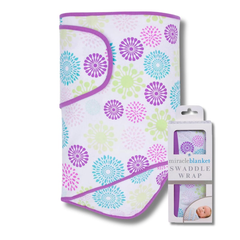 Miracle Blanket Swaddle Wrap - Help Your Newborn Sleep Longer - Soft & Secure Sleep Sack for Infants - Easy-to-Use Swaddling Blanket for a Calm Baby (Colorful Burst) - Image 1