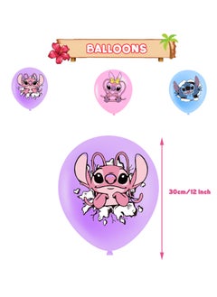 General Pink Stitch theme birthday party Decoration Stitch Pull Flag Cake Insert card Balloon Spiral Charm party  - Image 4