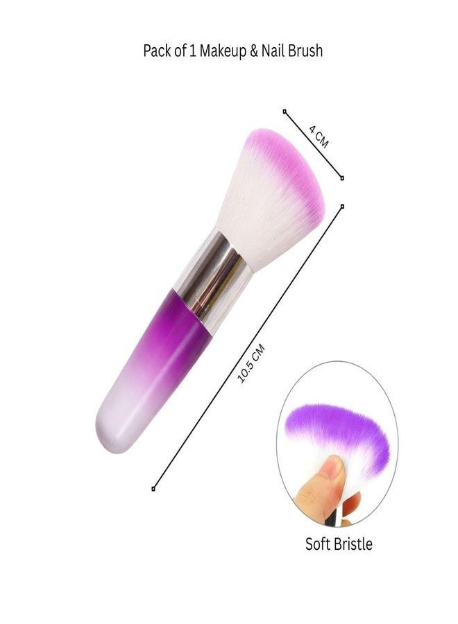 Baskety Soft Bristle Face Powder Brush & Nail Art Dust Remover, Multi-Purpose Beauty Tool for Makeup & Manicure (Purple) - Image 1