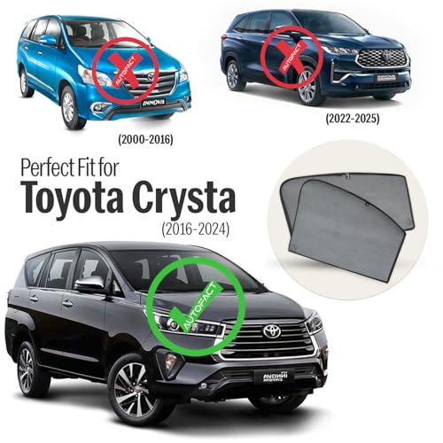Autofact أوتوفاكت واقيات شمس للسيارة لتويوتا إنوفا كريستا (2016 إلى 2024)، حماية من الأشعة فوق البنفسجية، إكسسوارات سيارة مفيدة، واقيات شمس مخصصة للنوافذ الجانبية، مجموعة من 6 - Image 2