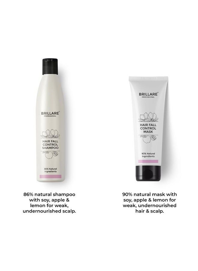 BRILLARE Professional Hair Fall Control/Anti Hair Fall Natural Shampoo and Mask Combo With Apple, Soya Protein And Lemon (300 ml + 125 GM) - Image 2