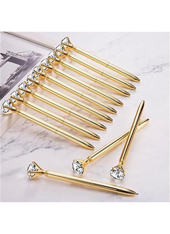 Generic 12 Pieces Big Diamond Crystal Ballpoint Pens and 6 Pieces Ballpoint Pen Refills, Black Ink (Gold)  - Image 4