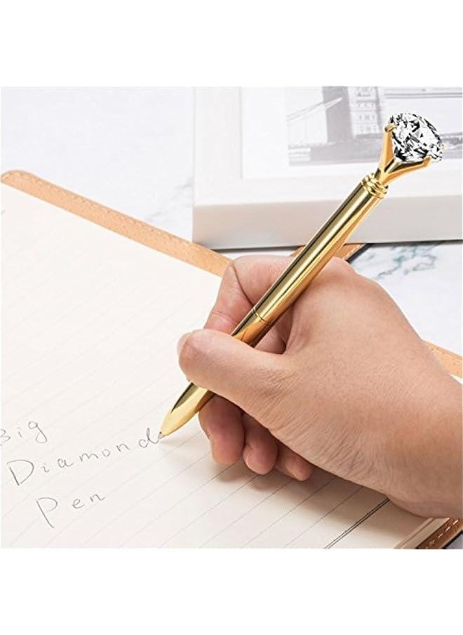 Generic 12 Pieces Big Diamond Crystal Ballpoint Pens and 6 Pieces Ballpoint Pen Refills, Black Ink (Gold)  - Image 3