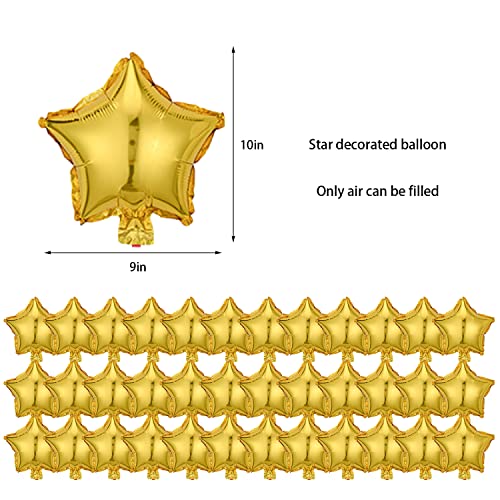 Finypa 50 Pcs 10" Gold Star Foil Balloons, Five-pointed Star Mylar Balloons for Baby Shower, Gender Reveal, Wedding, birthday or Engagement Party Decoration - Image 3
