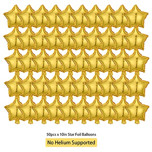 Finypa 50 Pcs 10" Gold Star Foil Balloons, Five-pointed Star Mylar Balloons for Baby Shower, Gender Reveal, Wedding, birthday or Engagement Party Decoration - Image 2