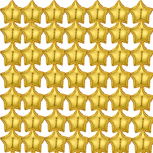 Finypa 50 Pcs 10" Gold Star Foil Balloons, Five-pointed Star Mylar Balloons for Baby Shower, Gender Reveal, Wedding, birthday or Engagement Party Decoration - Image 1