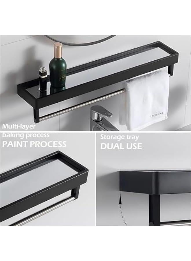 HOOKOR Round Mirror with Shelf,Black Circle Mirror Metal Frame,Wall Mirror for Bathroom,Bathroom Mirror,40CM Wall-mounted Mirror for Entryway,Wall Decor,Living Room, Bedroom,Bathroom - Image 3