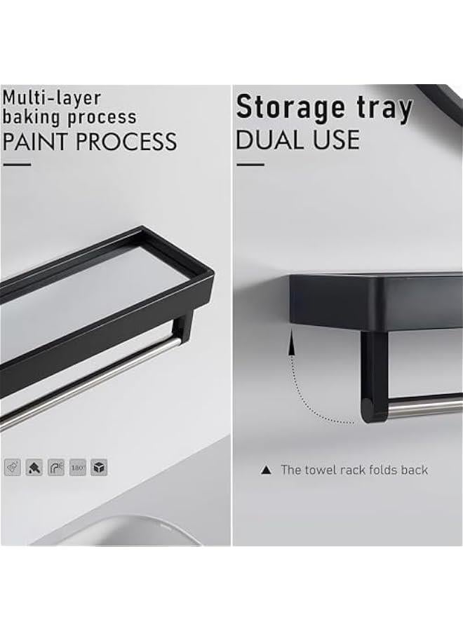 HOOKOR Round Mirror with Shelf,Black Circle Mirror Metal Frame,Wall Mirror for Bathroom,Bathroom Mirror,40CM Wall-mounted Mirror for Entryway,Wall Decor,Living Room, Bedroom,Bathroom - Image 4