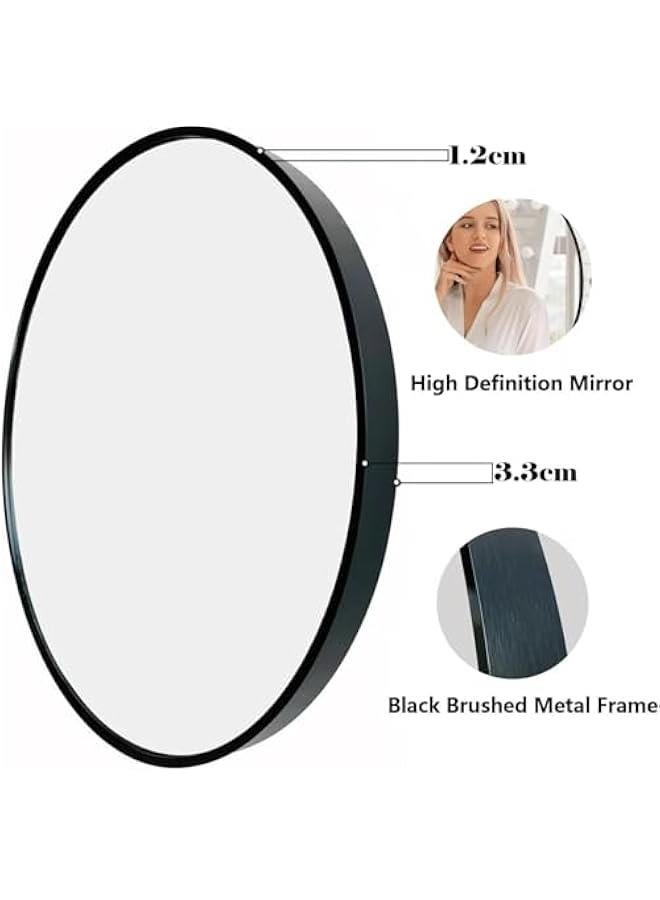 HOOKOR Round Mirror with Shelf,Black Circle Mirror Metal Frame,Wall Mirror for Bathroom,Bathroom Mirror,40CM Wall-mounted Mirror for Entryway,Wall Decor,Living Room, Bedroom,Bathroom - Image 5