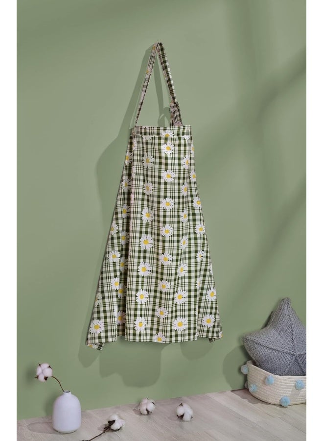 Insular Nursing Cover for Breastfeeding, Infant Feeding Cover Breathable Cotton Privacy Breastfeeding Apron, Green Daisy - Image 3