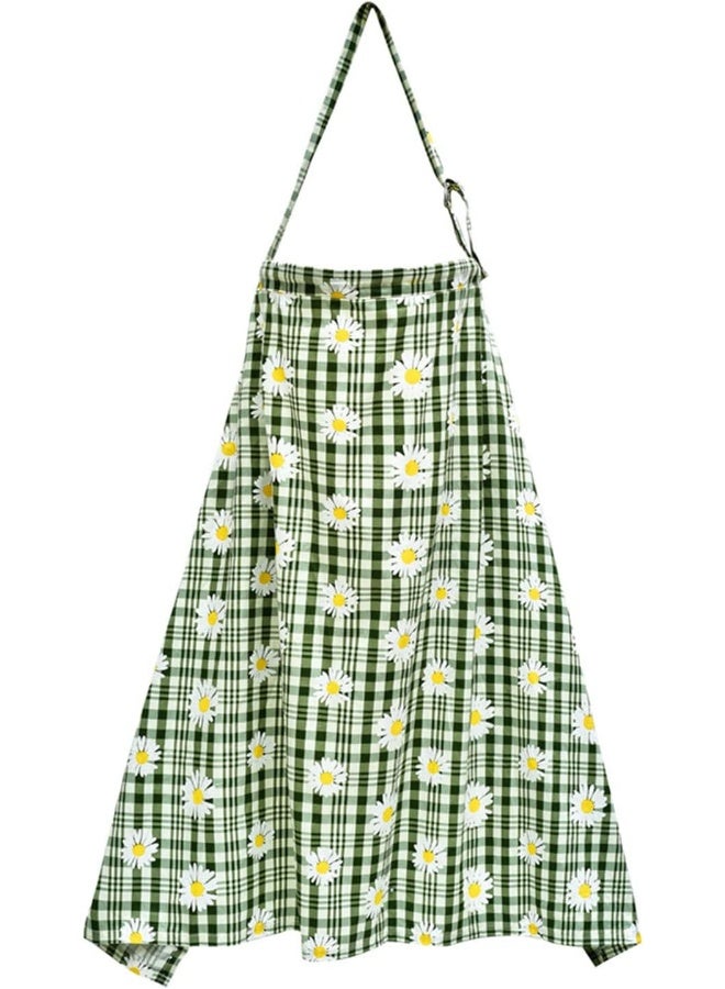 Insular Nursing Cover for Breastfeeding, Infant Feeding Cover Breathable Cotton Privacy Breastfeeding Apron, Green Daisy - Image 1