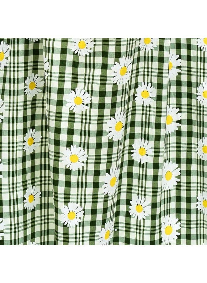 Insular Nursing Cover for Breastfeeding, Infant Feeding Cover Breathable Cotton Privacy Breastfeeding Apron, Green Daisy - Image 2