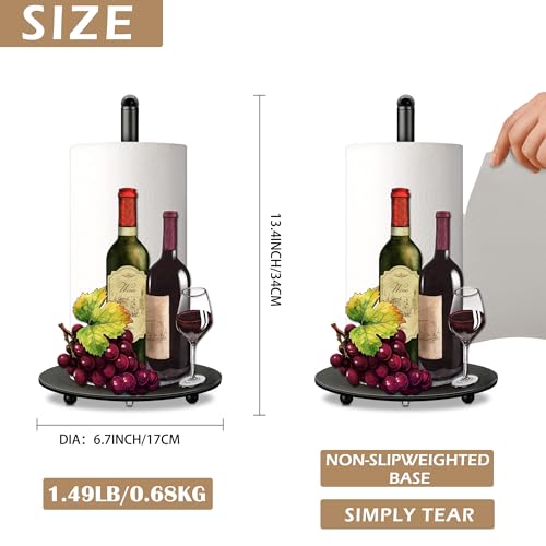 Hexagram Wine Decor Paper Towel Holder Rustic Country Kitchen Countertop Decor for Red Wine Lovers Cute Farmer Grape Housewarming Gift for Enophile - Image 3