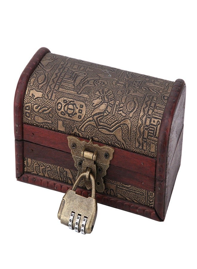 Ejoyous Retro Brown Wooden Jewelry Box, Small Size With Password Lock - Image 1