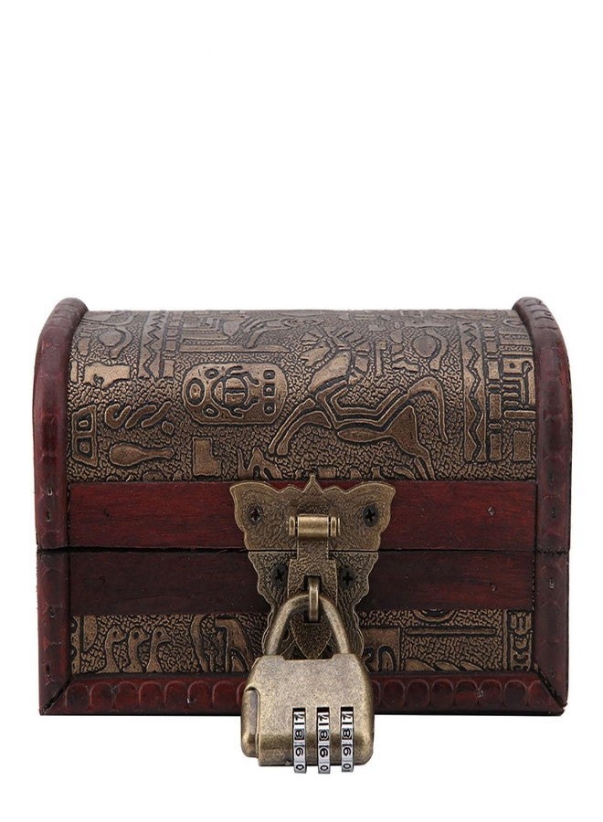 Ejoyous Retro Brown Wooden Jewelry Box, Small Size With Password Lock - Image 3