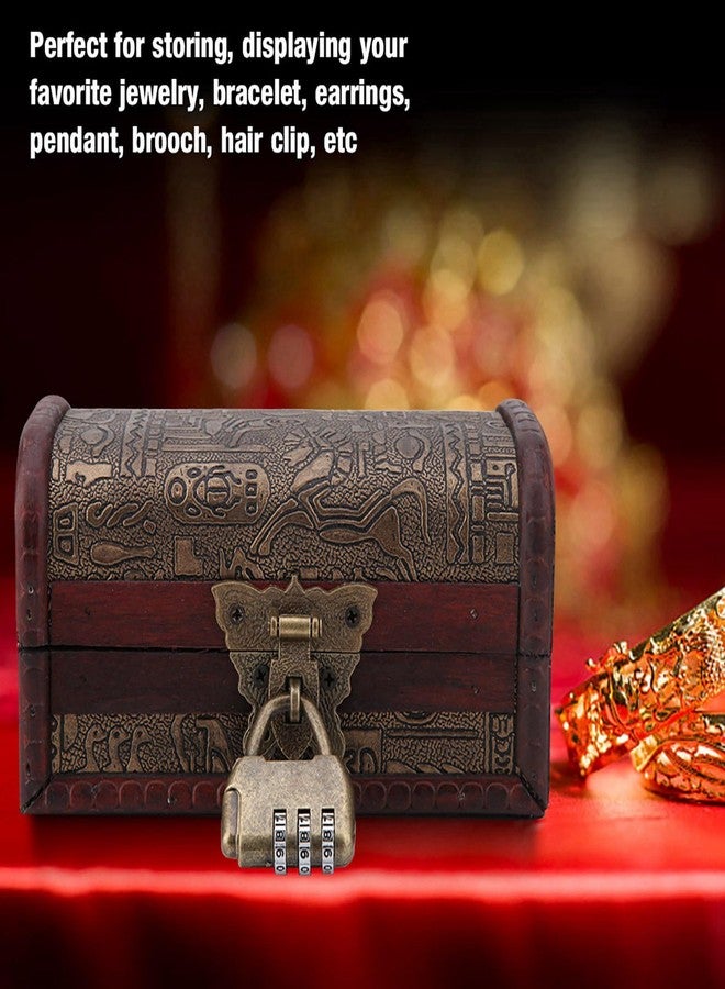 Ejoyous Retro Brown Wooden Jewelry Box, Small Size With Password Lock - Image 2