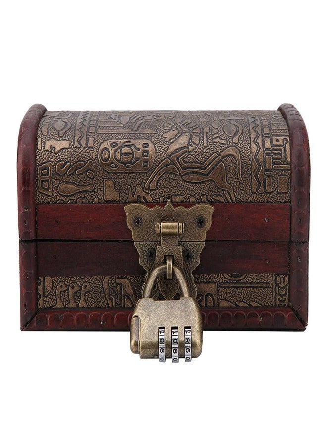Ejoyous Retro Brown Wooden Jewelry Box, Small Size With Password Lock - Image 4