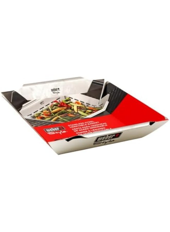 Weber Deluxe Stainless Steel Square vegetable Grilling Basket | 6.4x 30 x 35 cm| Premium Grilling accessories - Image 2