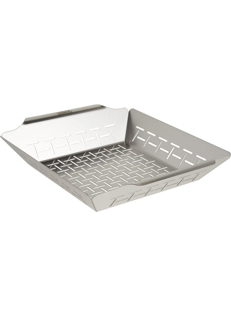 Weber Deluxe Stainless Steel Square vegetable Grilling Basket | 6.4x 30 x 35 cm| Premium Grilling accessories - Image 1